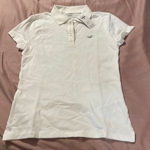 Hollister Pique Polo Shirt Size S white NWT